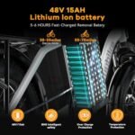 1000W Folding Electric Bike, 48V 15AH Removable Battery E Bike, 30+MPH, 70 Miles Max Range, 20" Fat Tire Electric Bike for Adults, Dual Suspension Adult Electric Bicycles for Commute Beach Snow - Image 2