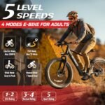 Electric Bike for Adults, 25MPH 75Miles Range 750W Motor(Peak 1000W) 48V 15Ah Ebike, 26" x 4.0" Fat Tire Electric Mountain Bicycle, Shimano 7 Speed, Hidden Battery, Hydraulic Suspension - Image 2