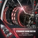 Speedrid 500W Folding Electric Bike for Adults, 20" x 4.0" Fat Tire Ebike with Mid Located Built-in 48V-10.4Ah Battery Up to 50 Miles, Front Suspension Fork and 7 Speed - Image 4