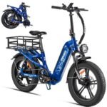 FREESKY 1200W Motor 48V 20Ah Battery with Samsung Cells Full Suspension,32 MPH Step-Thru Folding Electric Bike for Adults, 20'' Fat Tire Dual Hydraulic Brakes Electric Bicycle with Rear Basket