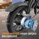 Jasion EB3 Electric Bike for Adults 21mph Folding Adults Electric Bicycles, 350W Brushless Motor, 36V 7.5Ah Battery, Center Suspension, 3 Levels Assist, 14" Foldable ebike for Adults and Teens - Image 2