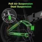 F3 Electric Bike for Adults with 1500W Motor Peak,48V 624Wh Removable Battery Max 74 Miles 28MPH,20" x 3.0 Fat Tire Folding Electric Bike with 7-Speed and Full Suspension. - Image 2