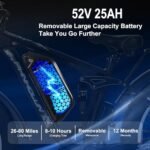 3000W Peak Fat-Tire Electric-Bike for Adults-Women-Men - Seeker24 Dual Motor Electric-Bicycle 52V 25AH Battery, 38MPH, Full Suspension Ebikes with 24 Inch for Off-Road Mountain Snow - US Warehouse - Image 3