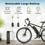 Jasion EB5 Plus Electric Bike, 480 WH Removeable Battery, 750W Peak Motor Electric Mountain Bike, 20MPH Ebike for Adults with Front Fork Suspension - Image 4
