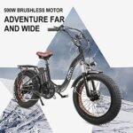 NAKTO 20" Electric Bike for Adults, Fat Tire E-Bike with 500W Powerful Rear Hub Motor and Disc Brakes, Folding Electric Bicycle with Charger Lock - Image 3