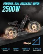 Romeo Pro/Romeo Ⅱ[2024 New]Peak 1600W/2500W Dual Motor 60Ah Adult Electric Bikes, 26*4/ 20*5 Fat Tire Electric Mountain Bike 34/40 Mph120+Miles Long Range Electric Bicycles, Four Piston Brake, UL2849 - Image 3