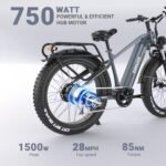 ESKUTE E Bikes for Adults Electric 750W (1500W Peak) Power, Spark X Electric Bicycles 48V 20AH Battery 26 Fat Tire Electric Bike 28Mph 70 Miles Range 7 Speed Hydraulic Disc Brakes - Image 3