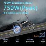 Freego Folding Electric Dirt Bike for Adults, 500W Motor,28Mph Max Speed/48V/20Ah/50Mile Removable Battery 7 Speed Electric Bike, 20" x 3 Tire Foldable Bike Front Supspension,Rearview Mirror - Image 4