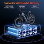 Osoeri 26" x 4" Fat Tire Electric Bike for Adults, 750W BAFANG Motor 48V 16Ah Battery Ebikes, Hydraulic Disc Brakes Dual Shock Absorber 28Mph Shimano 7-Speed Mountain Electric Bicycle - Image 3