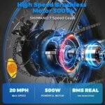 ECOTRIC Beginner Electric Bike 500W Foldaway E Bike 20" Fat Tire Offroad Folding Electric Bicycle 36V 12.5AH Removable Battery Beach Snow Mountain Bike Moped for Adults Commute E-Bike UL Certified - Image 2