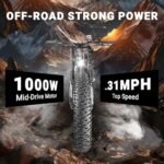 Himiway Cobra Pro 26"x4.8" Fat Tire Electric Bike 1000W, 80MI Long Range with Four-Bar Linkage Suspension, 400lb Payload, 25MPH, 10 Speed System - Image 3