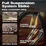 27.5" Electric Bike for Adults, Peak 1000W 32Mph Electric Mountain Bike with 17.5Ah 48V Battery, 70 Miles Electric Bicycle with 7 Speed Gears, Full Suspension System Ebike for Commuter - Image 4