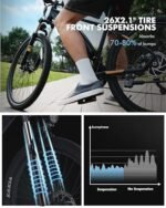 Racer Electric Bike for Adults - 21-Speed Mountain Lightweight Ebike with 500W Peak Brushless Motor, 375Wh Removable Battery, 26X2.1 Tire Step Over E Bikes Black with Guards - Image 5