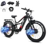 Adult Electric Bike,1500W/750W, 52V 21/19Ah 37/32MPH 30-60Miles, 26-inch Fat Tire Electric Bike Full Suspension Electric Mountain Bike with Dual Disc Brakes