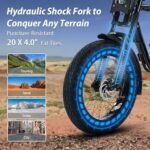 750W Moped Style Electric Bike for Adults, 20 * 4.0" Fat Tire & 624WH Removable Battery - Electric Dirt Bike, Up to 28MPH, 7 Speed Gear All-Terrain Ebike for Off-Road, Mountain, Snow (Camouflage) - Image 3