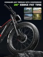 tifgalop Electric Bike for Adults - 26" Fat Tire Electric Bike Beach Snow Mountain Bike, Dual Hydraulic Disc Brakes Electric Bike Full Suspension - Image 4