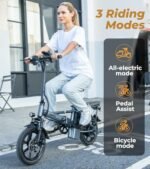 NAVIC CB6PRO Electric Bike for Adults, 750W Peak Power Folding Ebike, 22Mph Max Speed, 749Wh Removable Battery, 14" Adults Electric Bicycle, Max 40Miles Long Range, Mini E Bikes - Image 4