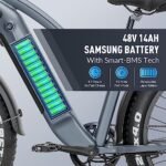 R1 Step Electric Bike for Adults with 48V 14Ah Samsung Removable Battery,1000W Peak Motor 28MPH, 26''* 4'' Fat Tire Step-Thru Ebikes for Adults, Hydraulic Brake Commuter E-Bike, 7-Speed UL - Image 3