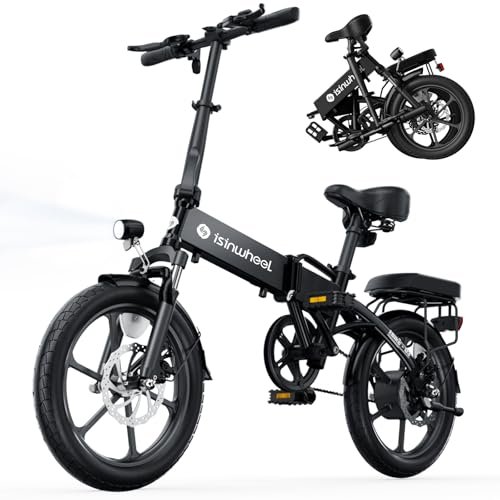 Version 1.0.0 isinwheel U3 16" Foldable Electric Bike Adults, 500W Electric Bicycle, Front Fork Suspension, 19 MPH UP to 45 Miles Folding Ebike for Adults and Teens for Leisure Riding&Commuting, UL2849 Certified - Image 1