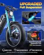 eAhora Romeo Ⅱ 2500W 60AH Electric Bike 52V 120+Miles Long Range Ebike Air Full Suspension Electric Mountain Bike 20 * 5.0" Fat Tire E Bike with APP Control - Image 4