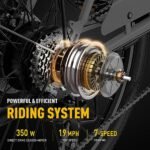 Heybike Cityscape Electric Bike 350W(Peak 500W) Electric City Cruiser Bicycle Up to 40 Miles Removable Battery, 7-Speed and Dual Shock Absorber, 26" Electric Commuter Bike for Adults - Image 2