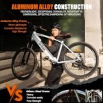 Core Electric Bike for Adults -468Wh Removable Built in Battery, Peak 500W Brushless Motor Mountain Ebike, 26X2.1 Tire Bicycle with 7 Speed, Max 50 Miles,White with Guards&Rack - Image 5