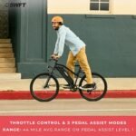 SWFT Edge Electric Mountain Bike for Adults- 44 Miles Max Range, 20mph Max Speed, 26” Tires, 3 Level Pedal Assist, LCD Display, EBike Black - Image 4