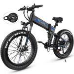 Wooken Electric Bike, 26''x4.0 Electric Bicycle 500W 21.6MPH Fat Tire,Folding Electric Bike for Adults with 48V/10Ah Battery, Mountain Bike with Lockable Suspension Fork, Shimano 21 Speed Gears EBike