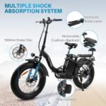 Titan 32Ah Battery 100 Miles Long Range 750W Folding Electric Bike for Adults Cruise Control Dual Shock Absorber 7-Speed Color Display Commuter Bike with 2 Seat Class 2 Electronic Horn - Image 5