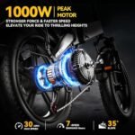 Folding Electric Bike for Adults, 750W Motor(1000W Peak),30MPH, 60Mile,48V 12.8AH/15AH/20AH Battery,20" Fat Tire Foldable Electric Bicycle,Commuter Beach Snow E-Bikes,7-Speed… - Image 2