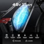 eAhora Luna Electric Bike for Adults, Peak 1500W Ebike with 48V15A Battery, 20"*4.0 Fat Tire Mountain Electric Bicycle, 32MPH/7 Speed Gears/Full Suspension All-Terrain E-Bike - Image 3