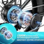 Electric Bike for Adults,Fat Tire Electric Bike,Mountain Ebike,Commuter Ebike,Peak 1300W,48V 15Ah Removable Battery, 60Miles Range 28Mph,7-Speed Gear Beach Electric Bike - Image 4