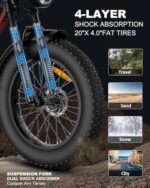 2000W Electric Bike for Adults, 48V 25Ah Removable Battery, Up to 35MPH and 75+ Miles Range, 7-Speed Transmission, 20" Fat Tires Ebike, 3-Pedal-Assist Levels - Image 5