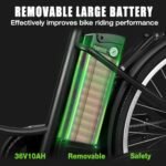 NAKTO Electric Bike for Adults Peak 500W Electric Bicycle with Basket Up to 24MPH 48 Miles City Commuter Ebike UL Certified High Brushless Motor, Speed Gear, Front Fork Suspension - Image 4