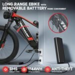 Electric Bike for Adults - 2000W Ebike with 37MPH 50Miles Range, 26'' x 4.0'' Off-Road Fat Tires Bicycle,52V 22Ah Removable Battery Electric - Image 3