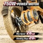 K2 Electric Bike for Adults,750W Power Motor Ebike,48V13Ah Removable Battery, All Terrain 20" Fat Tire Electric Bike 28MPH & 46.6Miles with Extended Cushion,UL Certified,Cruise Control,Urban E-Bike - Image 2