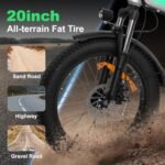 Electric Bike for Adults with 800W Peak Motor, 20.8Ah Removable Battery and up to 70Miles 24MPH 20" Fat Tire UL 2849 Certified Folding Ebike Electric Bicycle, 7-Speed E Bike,Class 2 - Image 4