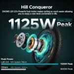 ENGWE Electric Bike for Adults, Foldable 1125W Peak Motor Ebike, 28Mph 80Miles Commuter E Bike with 52V 13AH Removable Battery, 20" x 3.0 Fat Tire Folding Electric Bicycle - Image 3