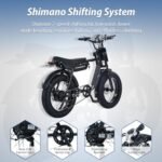 750W Moped Style Electric Bike for Adults, 20 * 4.0" Fat Tire & 624WH Removable Battery - Electric Dirt Bike, Up to 28MPH, 7 Speed Gear All-Terrain Ebike for Off-Road, Mountain, Snow (Camouflage) - Image 7