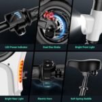 TST Folding Electric Bike, Electric Bicycle 450W Peak Motor, Ebike 16MPH,Up to 15 Miles, 12" Pneumatic Tires for Better Driving Experience, Adjustable Seat and Dual Fenders - Image 7