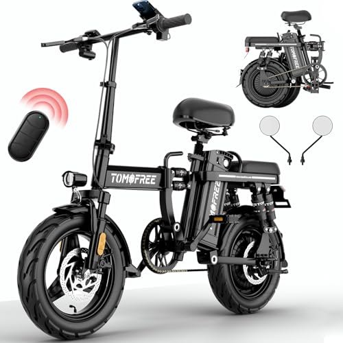 Version 1.0.0 Electric Bike, 25MPH/30MPH 1000W/1200W Electric Bike for Adults, Up to 45Miles Adult Electric Bicycles with 2 Seats, 14''/16'' Tire Folding Ebike for Commuter with Full Shock Absorption System - Image 1