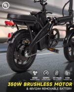 Electric Bike for Adults, Ebike,14" Folding Electric Bike 350W 36V 12Ah Built-in Battery 20MPH,20+Miles,3 Riding Modes, Commuting - Image 4