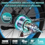 2000W Dual Motor Electric Bike for Adults-30MPH Ebike with 26" x 4" Fat Tire48V23Ah Removable Battery,and 7Speed Hydraulic Disc Brake, All-Terrain E-Bike for Off-Road Mountain and Snow。 - Image 2