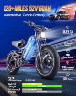 eAhora Romeo Ⅱ 2500W 60AH Electric Bike 52V 120+Miles Long Range Ebike Air Full Suspension Electric Mountain Bike 20 * 5.0" Fat Tire E Bike with APP Control - Image 2