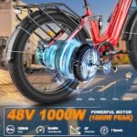 FREESKY Electric Bike for Adults 1600W Power Motor 48V 20 AH Ebike, Step-Thru Ebike up to 35MPH & 90Miles Max Range, 26'' Fat Tire Full Suspension Electric Bicycle for Man/Women - Image 3