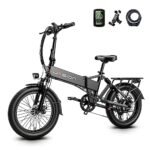 Jasion EB7 2.0 Electric Bike for Adults, 1200W Peak Motor 28MPH Max Speed Folding Ebike, 48V 10AH Removable Battery, 20" Fat Tire with Dual Suspension, 7-Speed Electric Bicycles, Lock and PhoneHolder