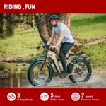 E-Scout PRO, 750W Peak 1000W Electric Bike Adults, 80Miles Motor Ebike, 48V 20Ah Battery, 26'' Fat Tire 28MPH Bicycle for Snow Beach Mountain Off Road Commuter - Image 3