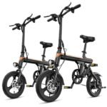 Jasion EB3 Electric Bike for Adults 21mph Folding Adults Electric Bicycles, 350W Brushless Motor, 36V 7.5Ah Battery, Center Suspension, 3 Levels Assist, 14" Foldable ebike for Adults and Teens