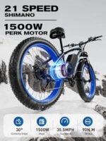 Electric Bike for Adults 1000W Peak 1500W Motor E Bike with 52V 19.2AH Battery 35.5MPH 21 Speed Ebike, 26"x4" All Terrain Fat Tire Electric Bicycle with Front Fork Suspension - Image 6