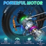 BK10M Folding All Terrain Electric Bike for Adults, 20 x 4 Inch Fat Tires, 750W Motor, 48V 12Ah Removable Battery, 22-55 Mile Range, 7 Speeds with Pump and Lock, Black - Image 2